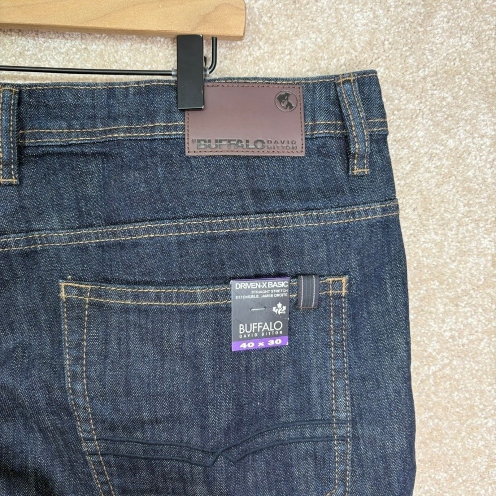 BUFFALO DAVID BITTON Driven-X Basic Jeans Men's 40x30 Dark Wash Straight Stretch - Picture 6 of 9